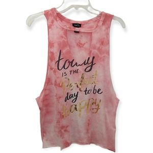 Rue 21 Tank Top Today is the Perfect Day to be Happy Graphic Tee Medium